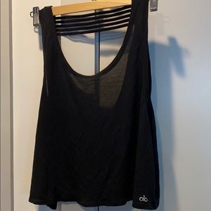 Alo scoop neck black tank, size small
